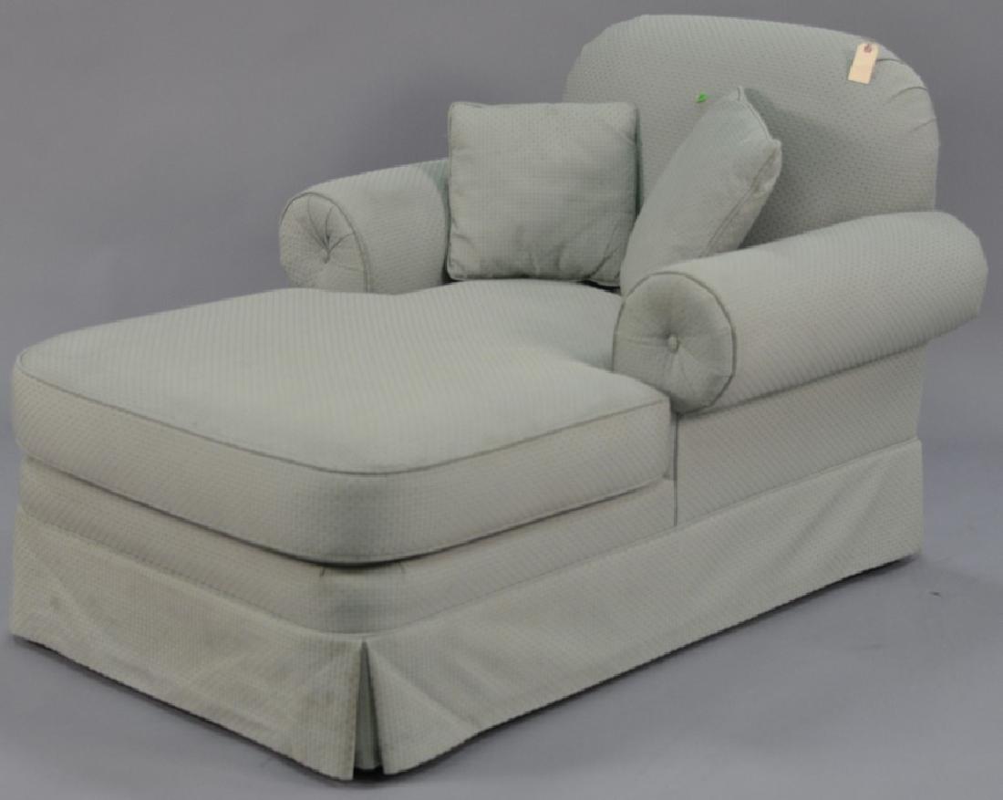 Green upholstered chaise. lg. 57in.: Green upholstered chaise. lg. 57in.
