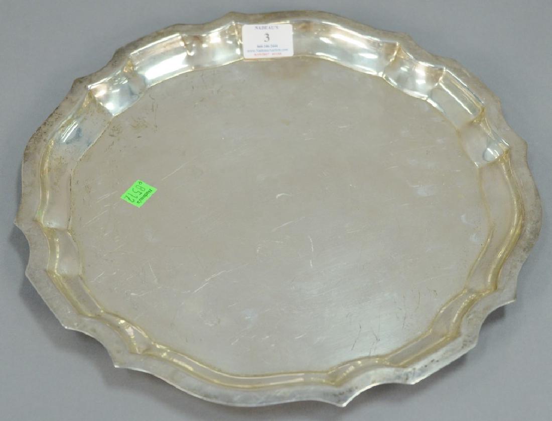 Large sterling server round tray with scallop edge.: Large sterling server round tray with scallop edge. dia. 14in., 34.28 t oz.