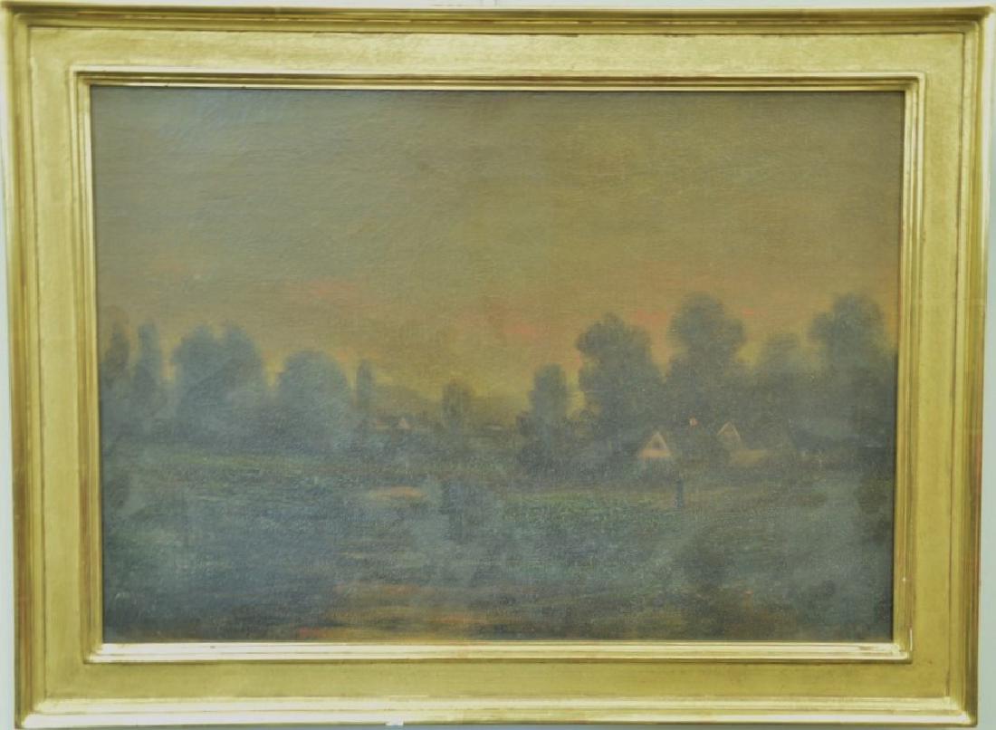 19th century oil on canvas, Sunset Night, signed (1 of 4)