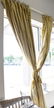 Pair of custom tan silk drapes, lined curtains, window