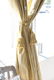Pair of custom tan silk drapes, lined curtains, window - 2