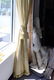Pair of custom tan silk drapes, lined curtains, window - 6
