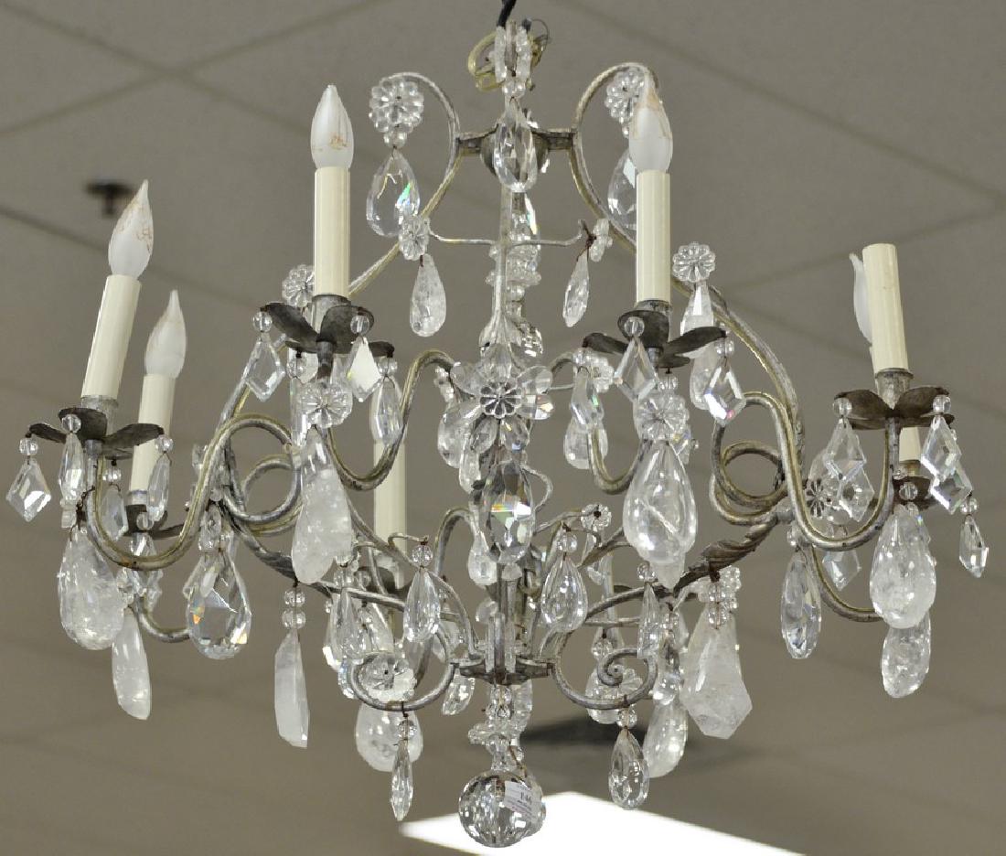 Eight light chandelier having rock crystal and crystal (1 of 3)