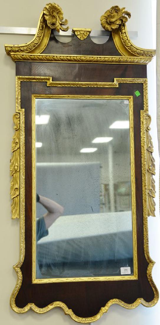 Georgian mahogany mirror with gilt broken arch top. 48" (1 of 3)