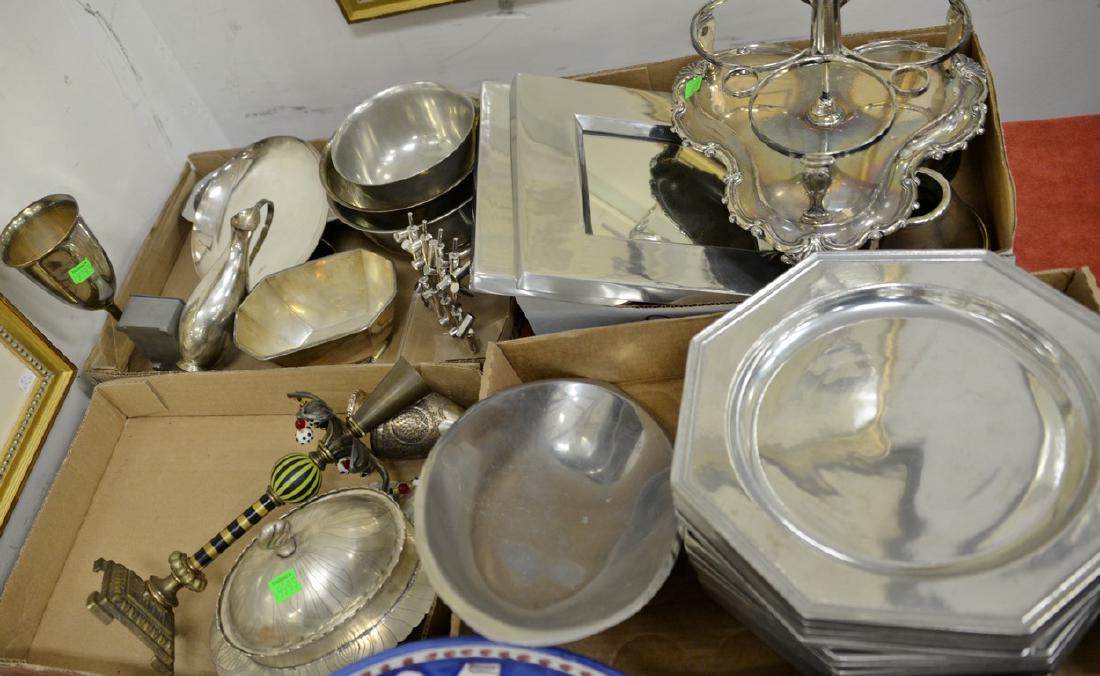 Four box lots with silver and pewter to include Pewter (1 of 3)