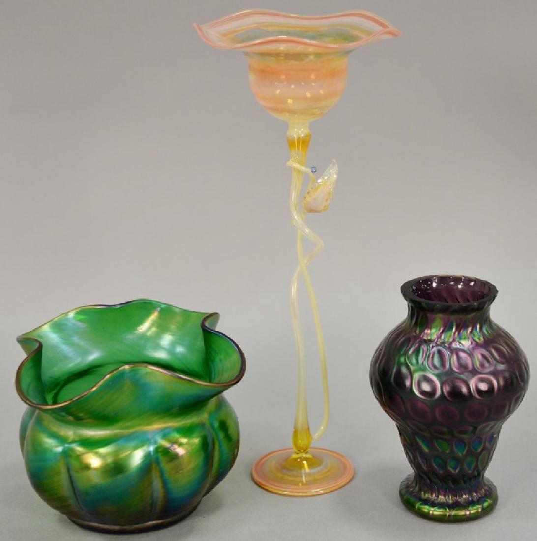 Three vases including Loetz art glass vase with ground (1 of 6)