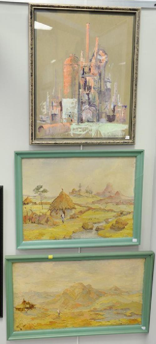 Seven framed paintings: five Alfred Vetromile mixed (1 of 4)