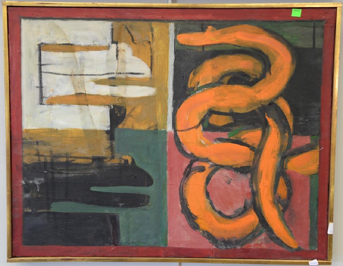 Irving Kriesberg (1919-2009), oil on canvas, "Orange: Irving Kriesberg (1919-2009), oil on canvas, "Orange Snake", graham Gallery label on verso, 28" x 22".