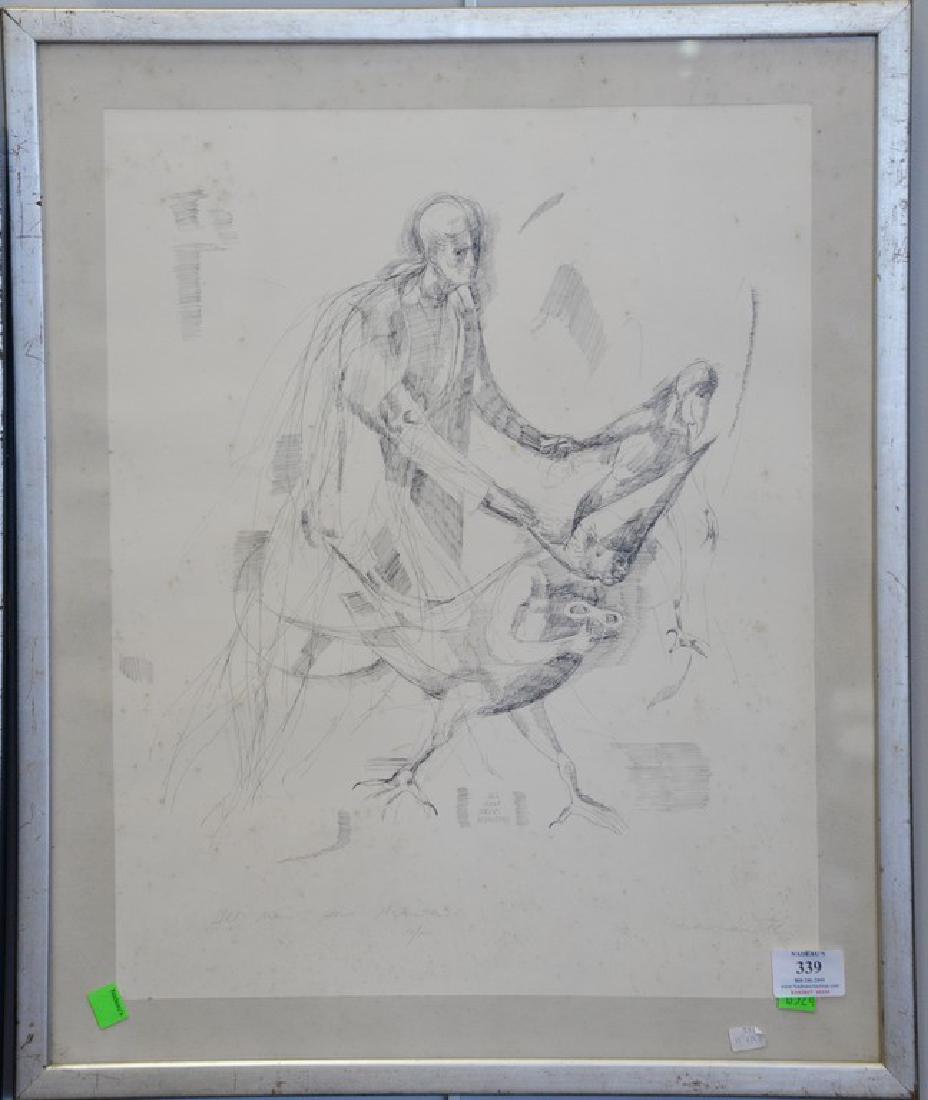 Group of five Irving Marantz (1912-1972)including: Group of five Irving Marantz (1912-1972)including lithograph "All Men Have Monsters" signed in pencil lower right, a lithograph "Two Girls", lithograph "Where-What" 6/30 and two pencil drawings signed