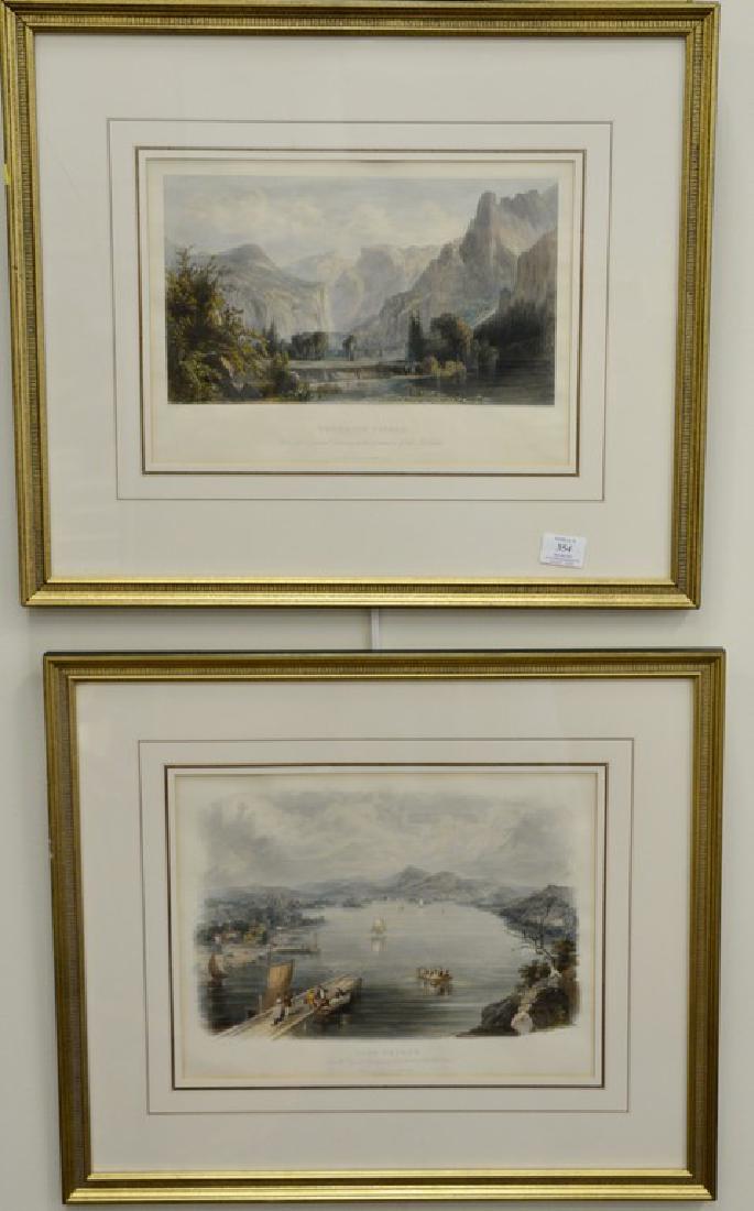 Set of Five colored lithographs including "Lake George": Set of Five colored lithographs including "Lake George" after Wm Momberger, "Yosemite Valley" after Thomas Hill, "Chocorua Peak, White Mountains" after JW Casilear, "On the Housatonic, Near Stockbridg