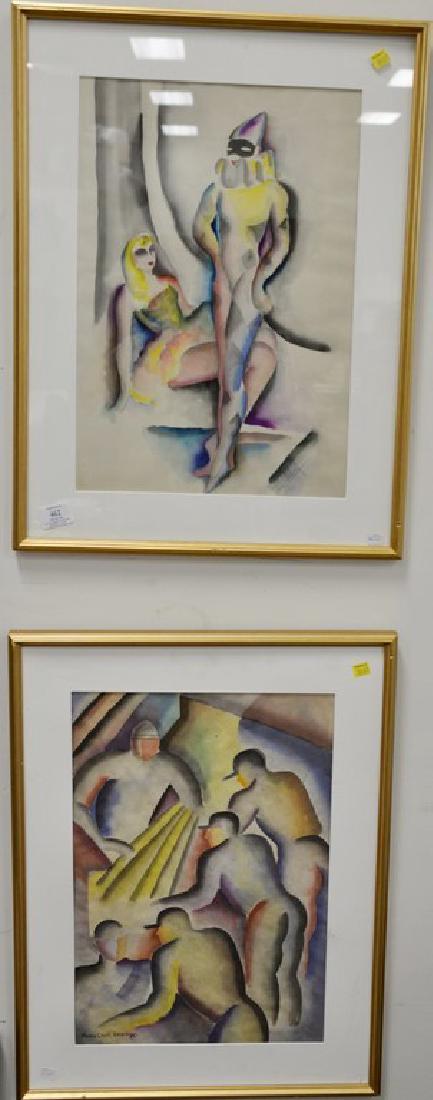 Four framed pieces to include an oil on canvas abstract (1 of 8)