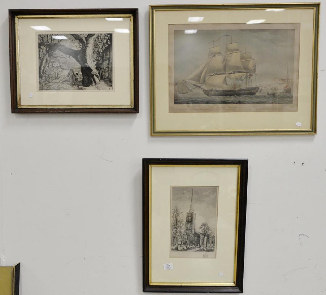 Seven framed prints and etchings including print after (1 of 9)