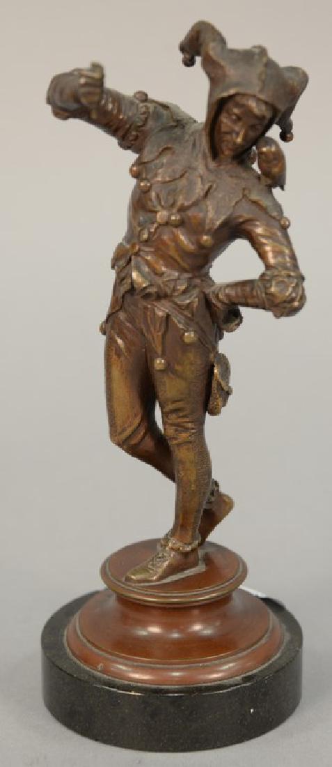 Eugene Barillot bronze figure of a jester on a marble (1 of 5)
