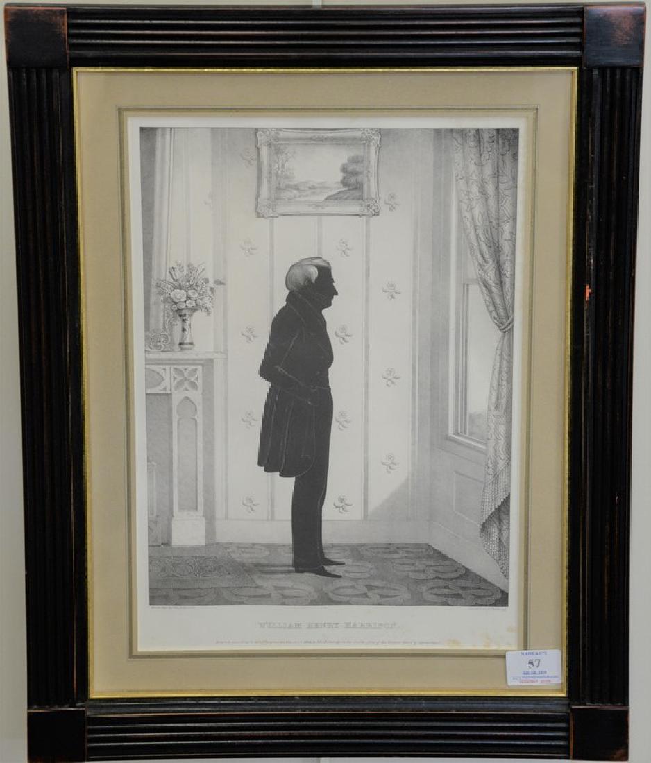 After William Henry brown, set of four Kellogg: After William Henry brown, set of four Kellogg silhouette lithographs with tint stone including John Forsyth, Andrew Jackson, William Harrison, and John Marshall. sight sizes 15" x 10 1/2" Provenance
