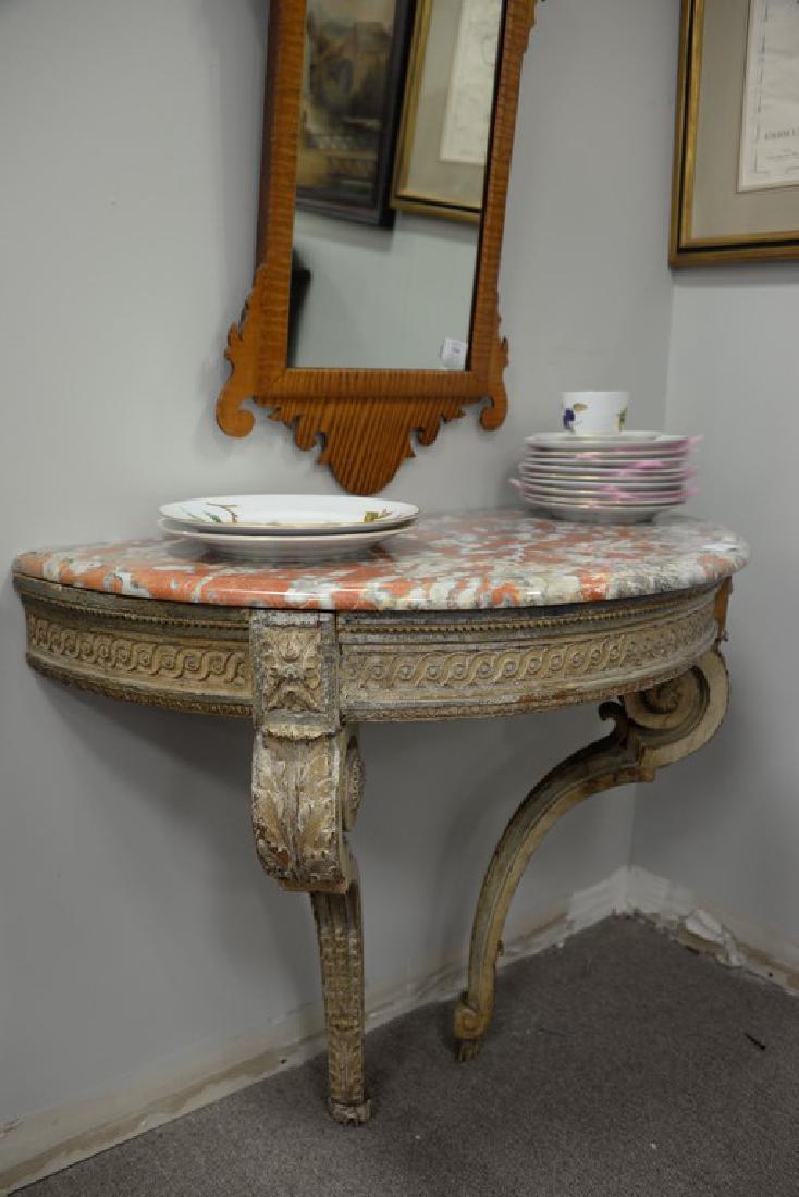 Continental style marble top console table with figured (1 of 4)