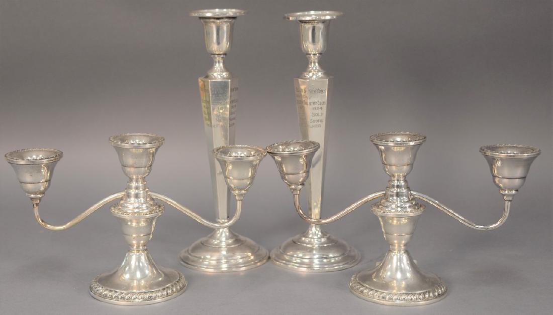 Pair of sterling silver candelabra and candlesticks (1 of 5)