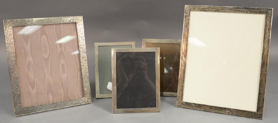 Five sterling silver picture frames including Shreve (1 of 5)
