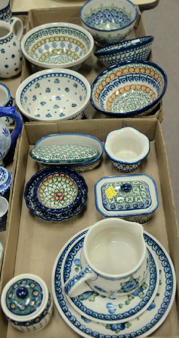 Three tray lots of handmade Polish pottery, twenty-two (1 of 4)
