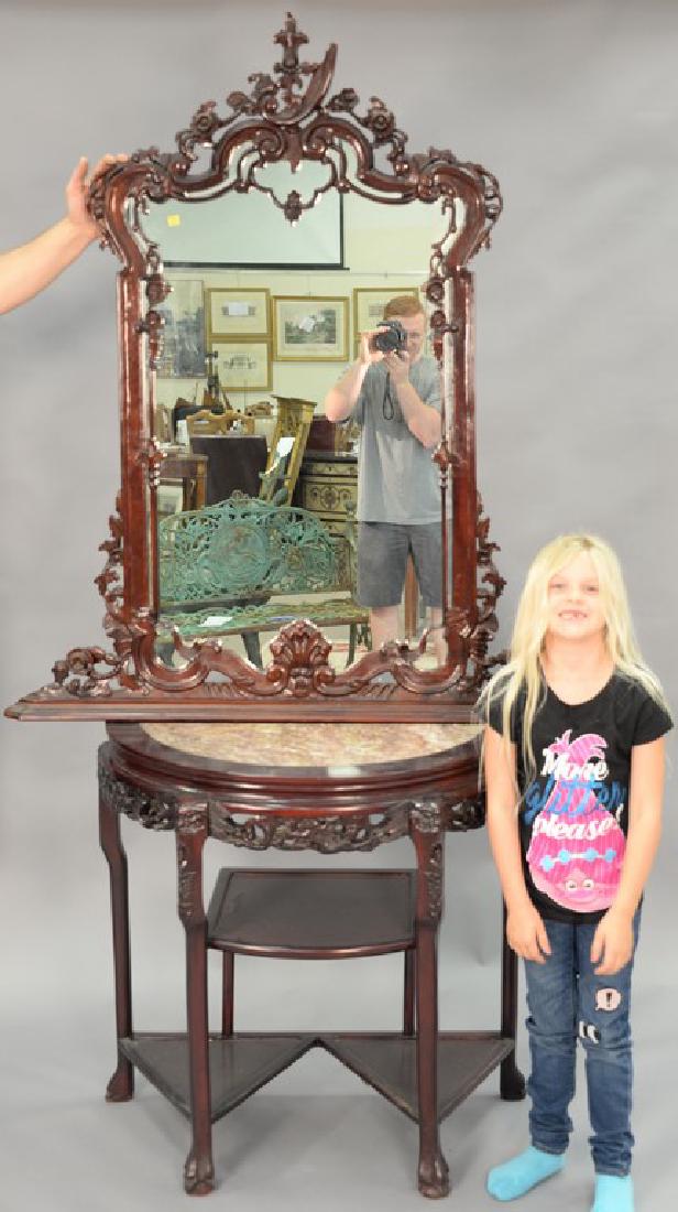 Oriental demilune table with mirror, having inset (1 of 5)