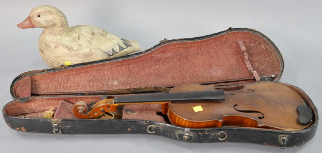 Two piece lot to include a violin with bow and original (1 of 4)