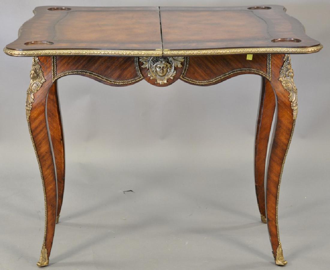 Louis XV style game table, opening to leather playing (1 of 4)