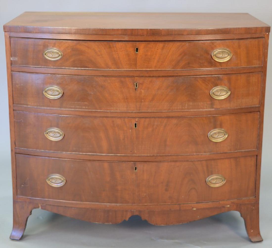 Federal mahogany bow front four drawer chest, circa (1 of 7)