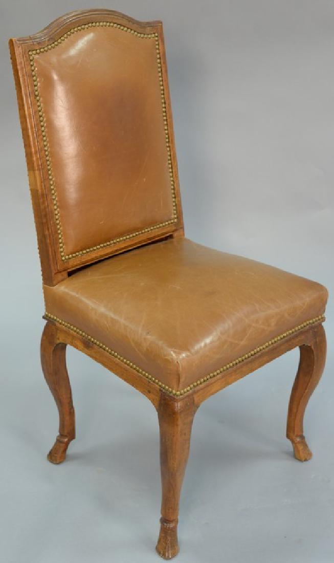 French provincial style side chair covered in leather (1 of 7)