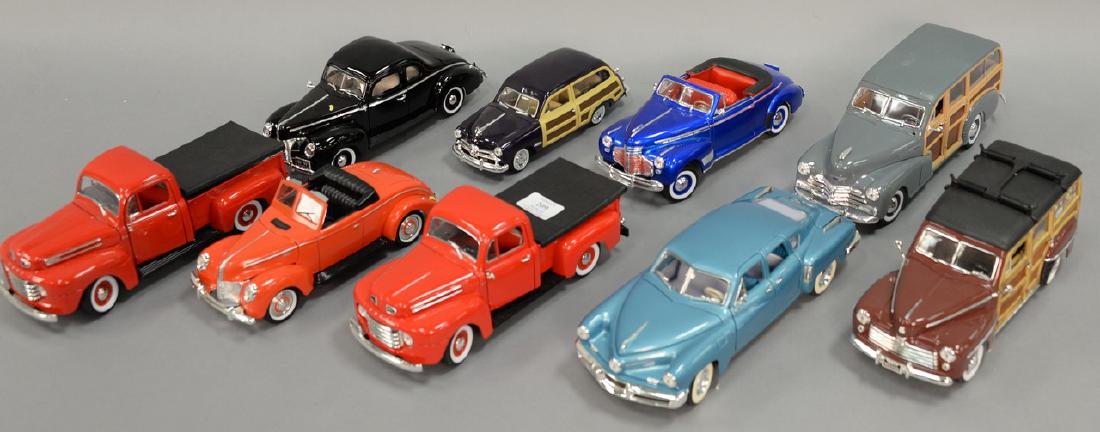 Group of nine 1940's model cars including blue 1948 (1 of 5)