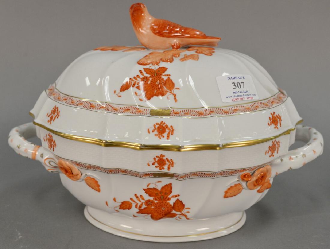 Herend porcelain covered oval tureen with bird finial (1 of 4)