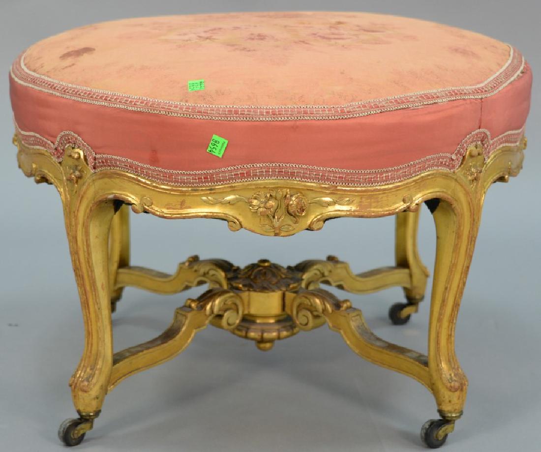 Louis XV style round bench with gilt legs. ht.16in, (1 of 7)