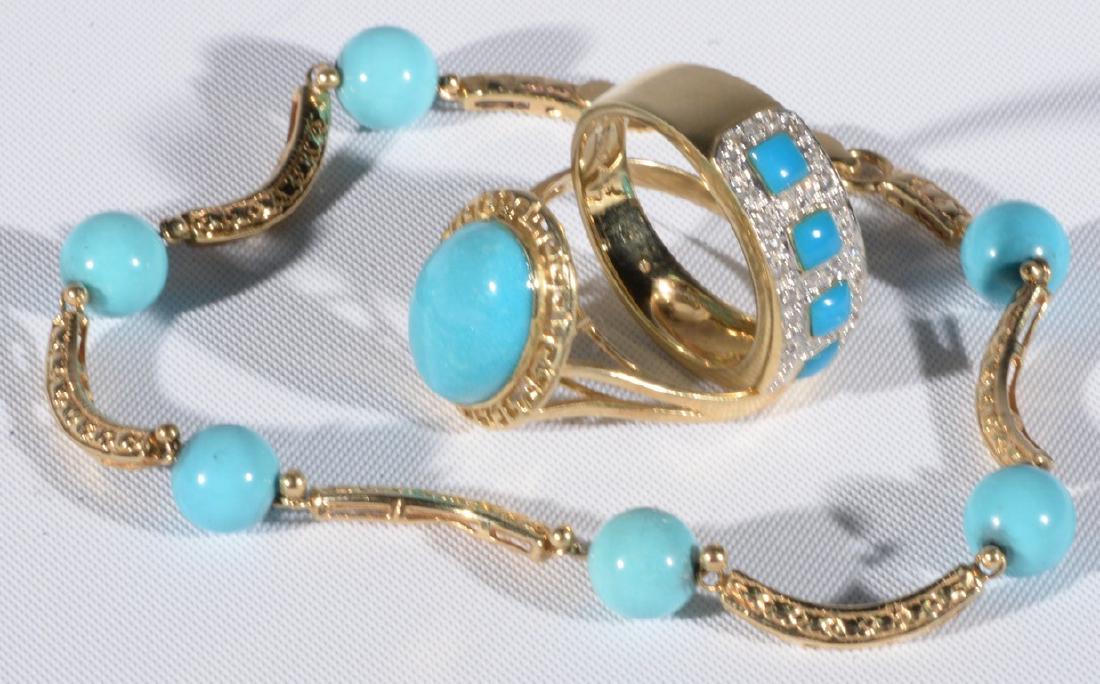 Three piece lot having two 14 karat gold rings set with (1 of 5)