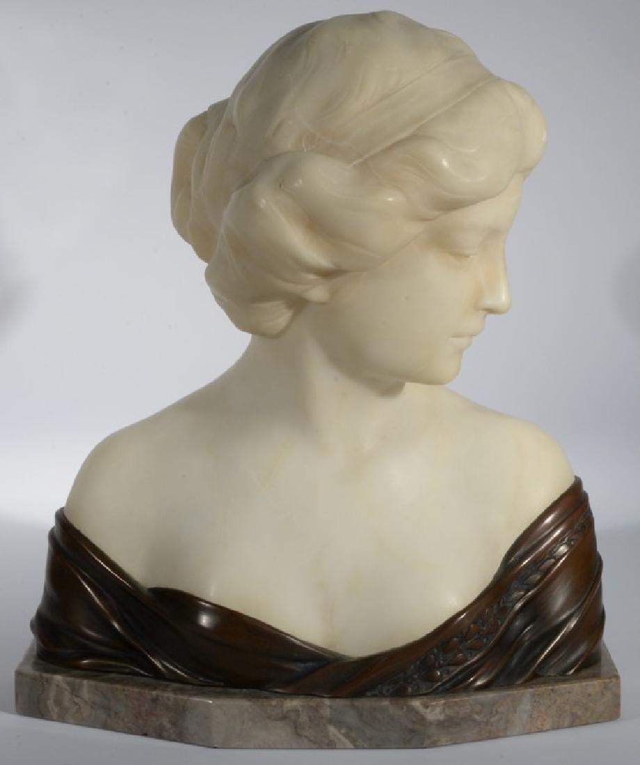 Schumacher bronze and marble bust of a maiden, signed (1 of 5)