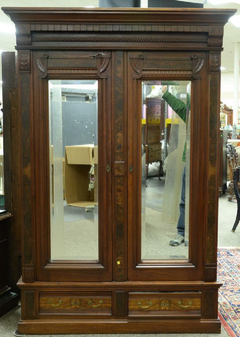 Victorian walnut and burl walnut armoire having two (1 of 5)
