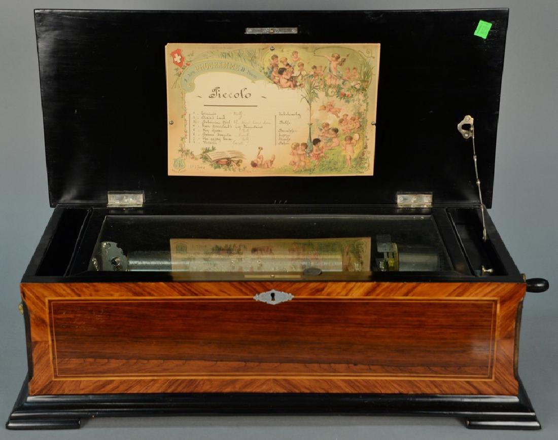 Swiss cylinder music box in inlaid case, eight tune, in (1 of 4)