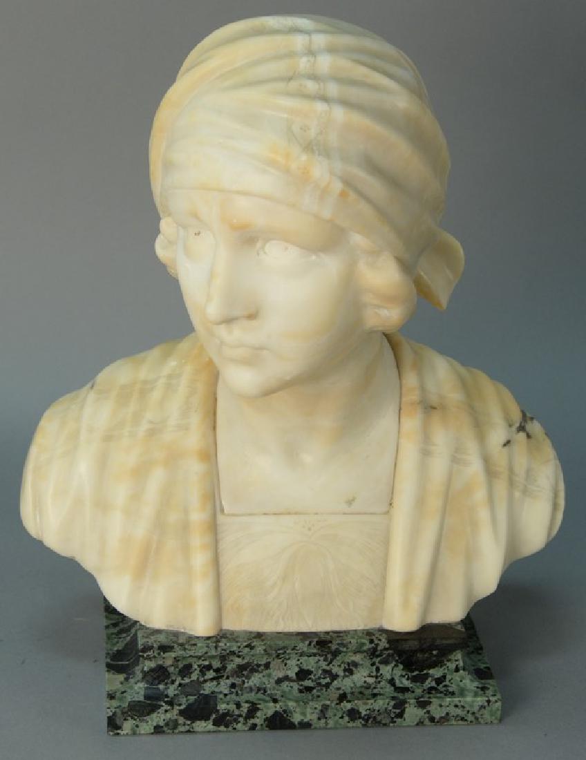 19th/20th century white marble bust of a maiden on (1 of 4)