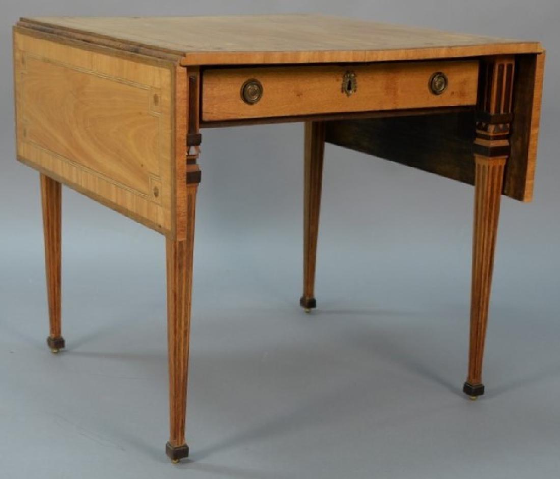 George III satinwood drop leaf table with a drawer, (1 of 5)