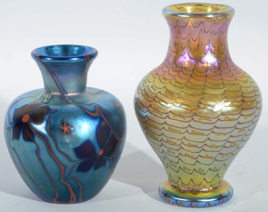 Two Lundberg Studios art glass vases cabinet size, (1 of 5)
