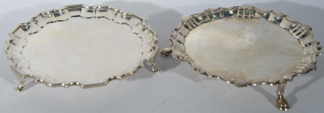Two small English silver footed salvers. dia. 6in., (1 of 4)