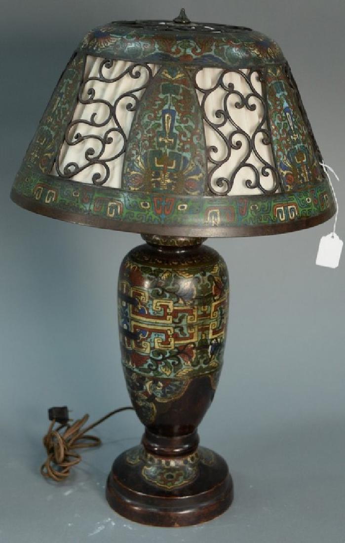 Champleve table lamp with pierce work champleve shade. (1 of 4)