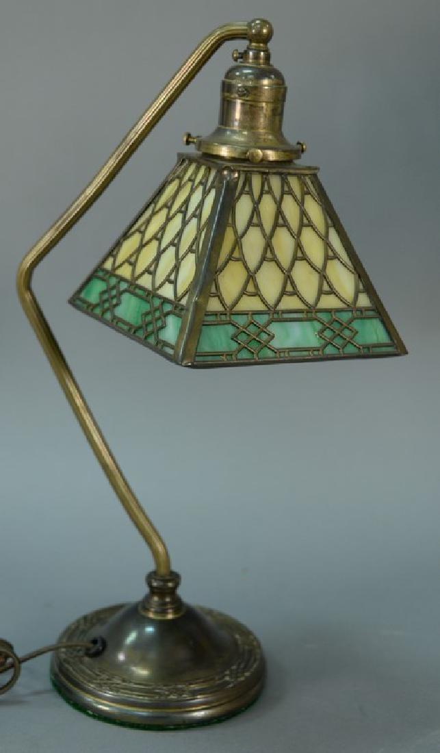 Panel shade desk lamp attributed to Bradley & Hubbard. (1 of 3)
