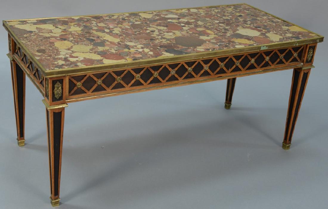 Louis XVI style coffee table with inset marble top with (1 of 6)