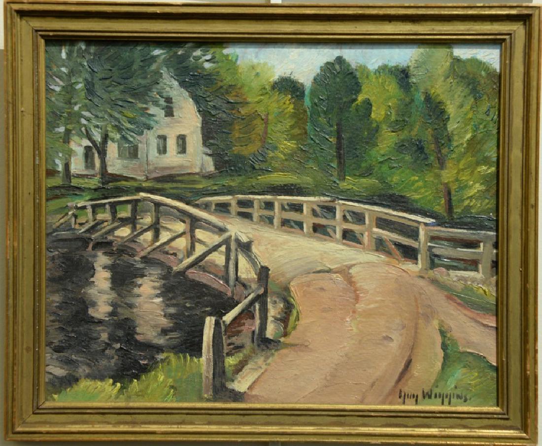 Guy Carleton Wiggins (1883-1962), oil on board, "Bridge (1 of 4)