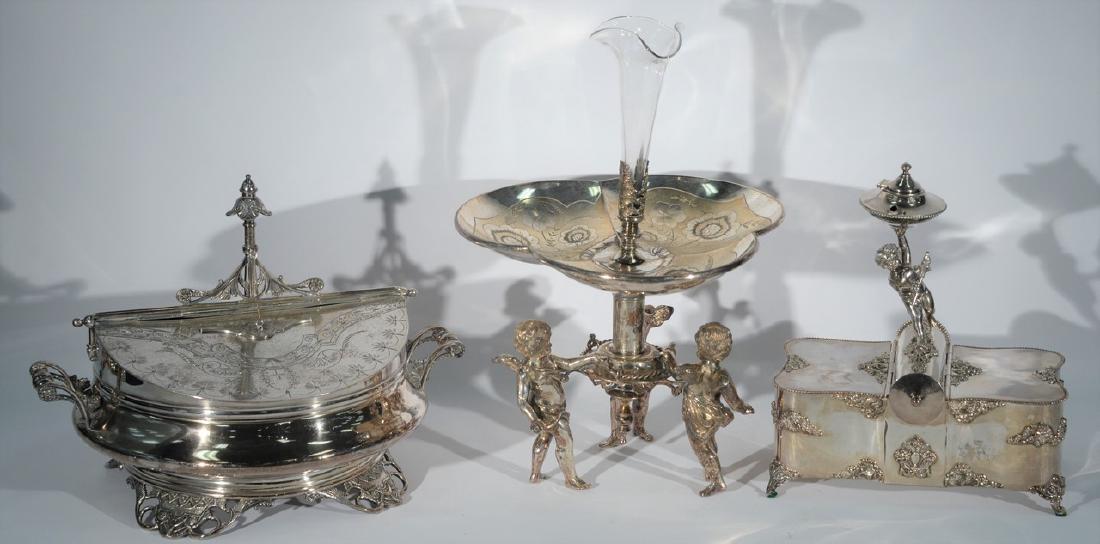 Three piece lot to include Figural silver plated and (1 of 5)
