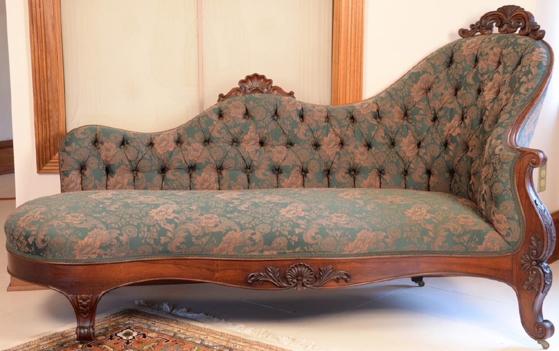 Victorian rosewood recamier with tufted upholstered (1 of 6)