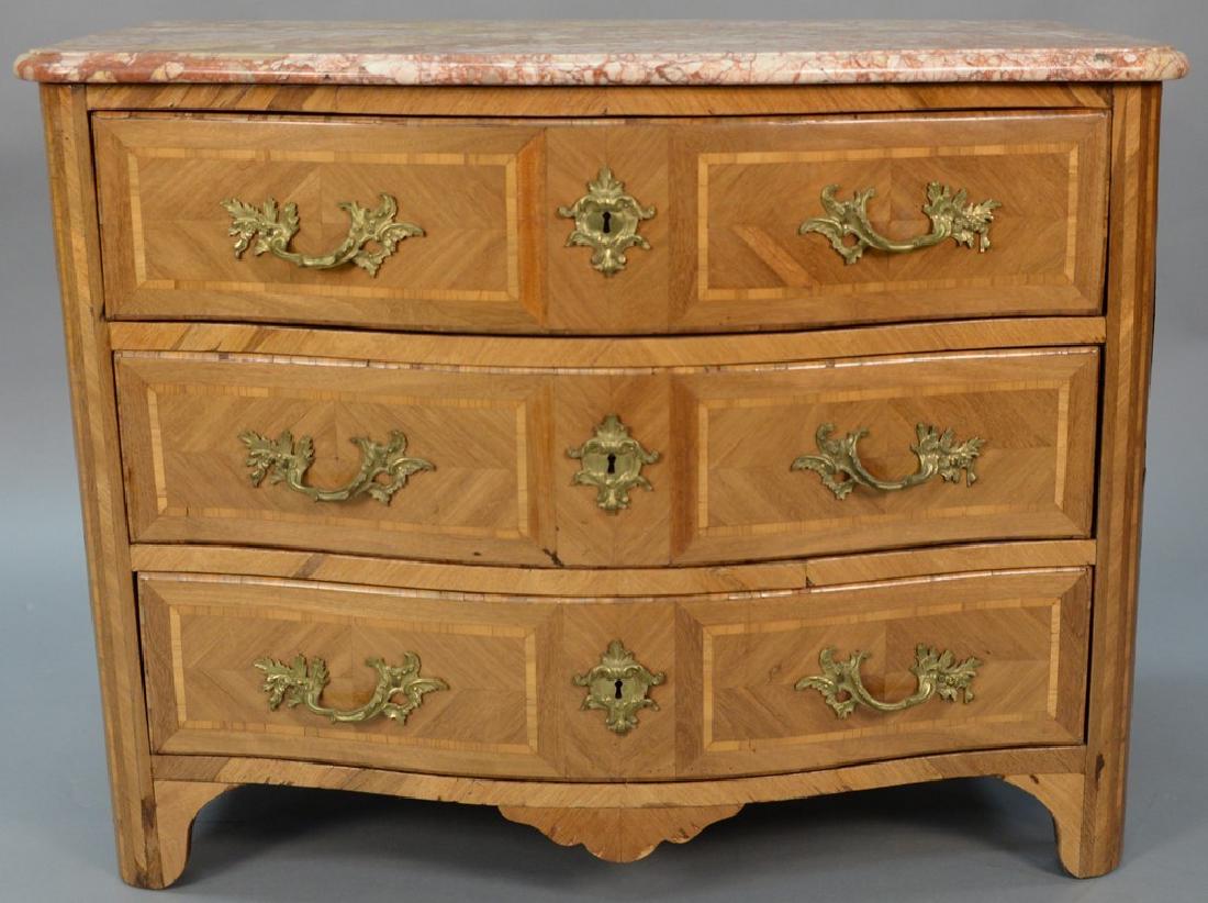 Louis XV commode with bowed front marble top on (1 of 5)