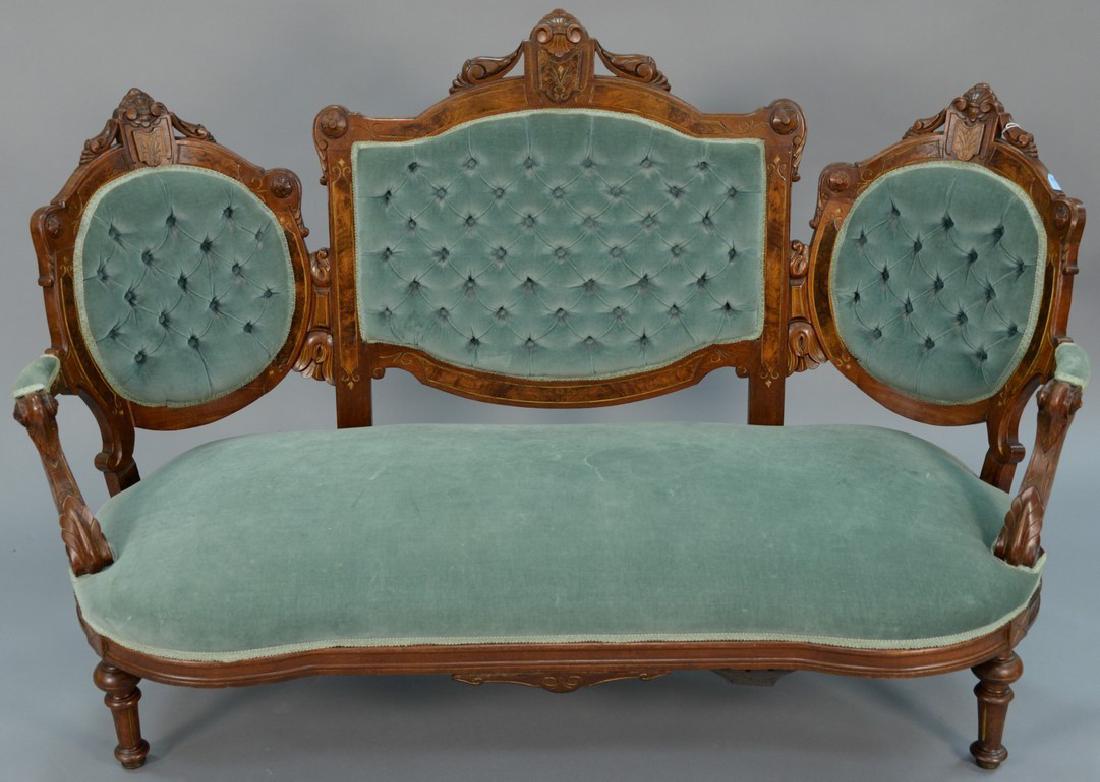 Victorian walnut and burl walnut sofa with custom (1 of 4)