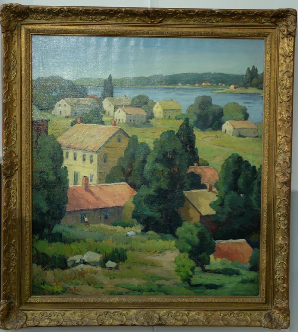 Tunis Ponsen (1891-1968), oil on canvas, Town on Coast (1 of 6)