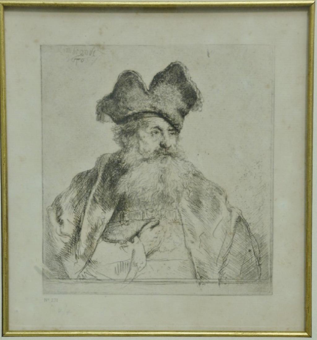 After Rembrandt Van Rijn (1606-1669), etching, Old Man (1 of 4)