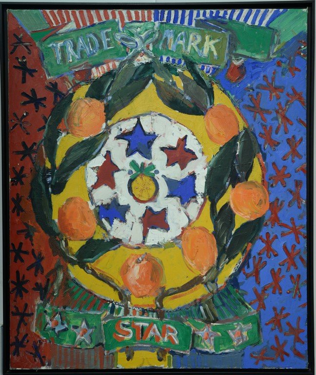 Don Nice (b. 1932), oil on canvas: Don Nice (b. 1932), oil on canvas, Trademark Star, unsigned, with letter from Don Nice discussing the painting being his work, 46" x 38"