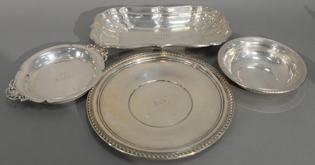 Four piece lot of sterling silver including two plates (1 of 4)